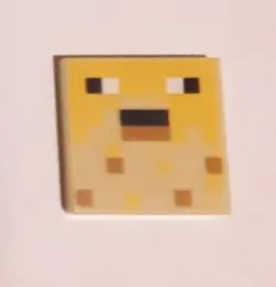 Tan Tile 2 x 2 with Pixelated Minecraft Pufferfish Pattern