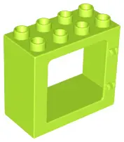 Lime Duplo Door / Window Frame 2 x 4 x 3 Flat Front Surface, Completely Open Back