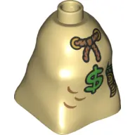 Tan Duplo, Brick 2 x 2 x 2 Bag with Money Pattern