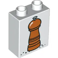 White Duplo, Brick 1 x 2 x 2 with Pepper Mill Pattern