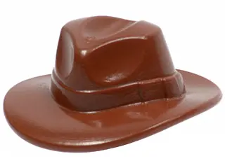Reddish Brown Minifigure, Headgear Hat, Wide Brim Outback Style (Fedora)