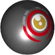 Black Technic Ball Joint with Gold and White Eye in Red Circle Pattern