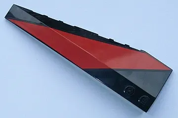 Black Wedge 10 x 3 Right with Red Stripe Pattern