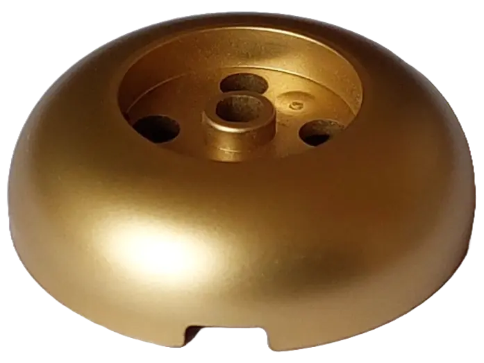 Metallic Gold Brick, Round 4 x 4 Dome Top with 2 x 2 Recessed Center