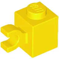 Yellow Brick, Modified 1 x 1 with Clip (Horizontal Grip)