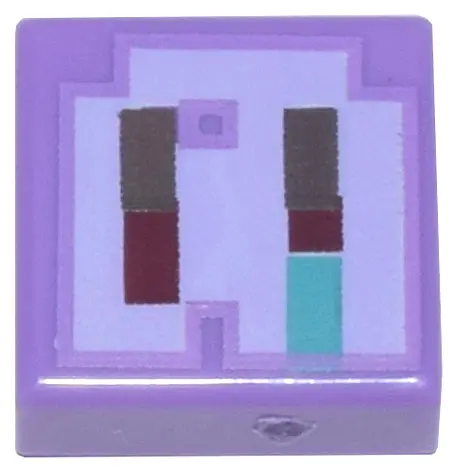 Medium Lavender Tile 1 x 1 with Pixelated Dark Brown, Dark Red, and Dark Turquoise Rectangles on Lav