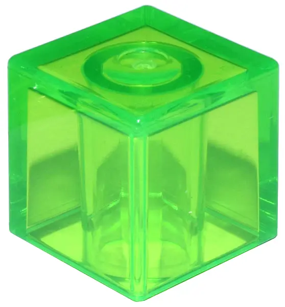 Trans-Bright Green Minifigure, Head, Modified Cube