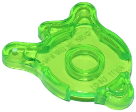 Trans-Bright Green Tile, Round 2 x 2 Splat with Side Extensions