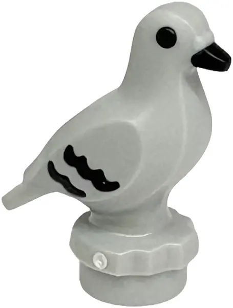 Bluish Gray Bird, Pigeon with Molded Black Eyes, Beak and Feathers Pattern