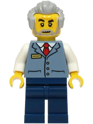 Master - Sand Blue Vest over White Shirt, Dark Blue Legs, Light Bluish Gray Hair