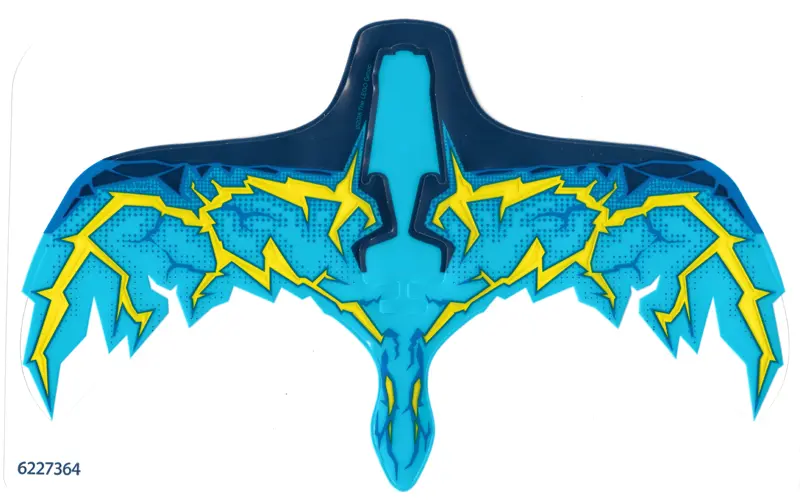 Plastic Wings with Dark Blue, Medium Azure, Blue and Yellow Lightning on Transparent Background Patt