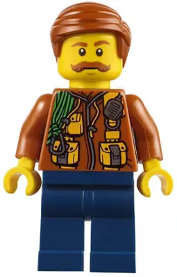 City Jungle Explorer - Dark Orange Jacket with Pouches, Dark Blue Legs, Dark Orange Smooth Hair, Mou