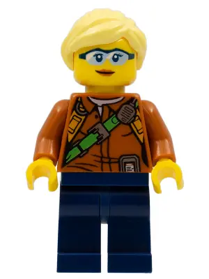 City Jungle Explorer Female - Dark Orange Shirt with Green Strap, Dark Blue Legs, Bright Light Yello