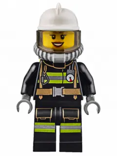Fire - Reflective Stripes with Utility Belt, White Fire Helmet, Breathing Neck Gear with Air Tanks, 