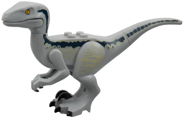 Light Bluish Gray Dinosaur Raptor / Velociraptor with Dark Blue and Tan Markings (Jurassic World Blu
