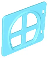 Medium Azure Duplo Door / Window Pane 1 x 4 x 3 with Four Panes Rounded