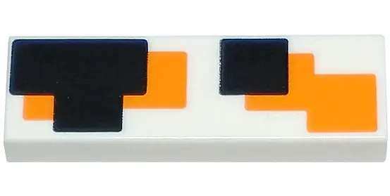 White Tile 1 x 3 with Black and Orange Geometric Overlapping Squares and Rectangles Pattern