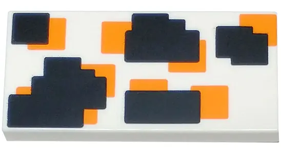White Tile 2 x 4 with Black and Orange Geometric Overlapping Squares and Rectangles Pattern