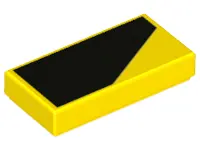 Yellow Tile 1 x 2 with Black Thick Stripe on Yellow Background Pattern Model Left Side