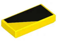Yellow Tile 1 x 2 with Black Thick Stripe on Yellow Background Pattern Model Right Side
