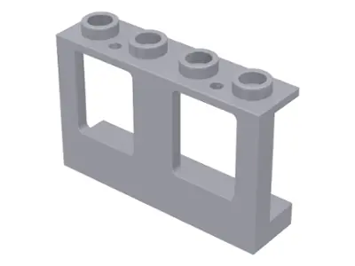 Light Bluish Gray Window 1 x 4 x 2 Plane, Single Top Hole and Single Bottom Hole for Glass