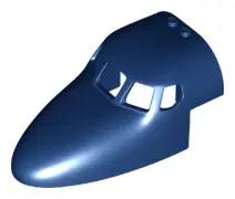 Dark Blue Aircraft Fuselage Forward Top Curved 6 x 10 x 4 with 5 Window Panes