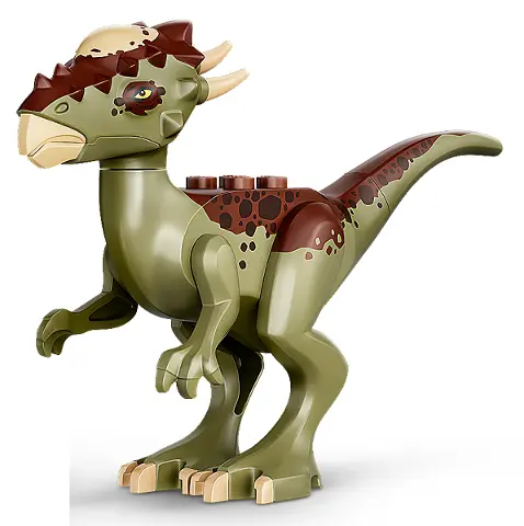 Olive Green Dinosaur Stygimoloch with Reddish Brown Back and Dark Brown Spots