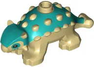 Tan Dinosaur Ankylosaurus Baby with Dark Turquoise Back and Black Eyes Pattern (Jurassic World Bumpy