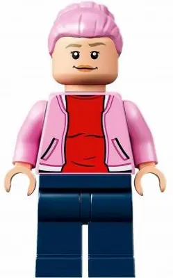 Brooklynn - Bright Pink Jacket over Red Shirt, Dark Blue Legs