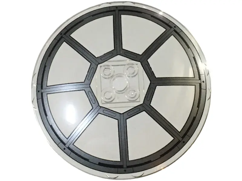 Trans-Clear Dish 8 x 8 Inverted (Radar) with Dark Silver Radial TIE Fighter Cockpit with 8 Black Riv