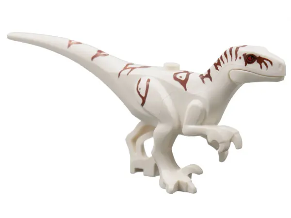 White Dinosaur Atrociraptor with Reddish Brown Markings and Red Eyes