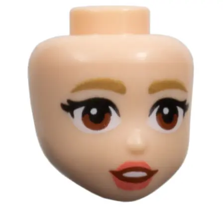 Nougat Mini Doll, Head Friends with Dark Tan Eyebrows, Black Eyelashes, Reddish Brown Eyes, Coral Li