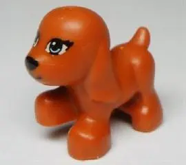 Dark Orange Dog, Friends Style, Puppy, Walking with Bright Light Blue Eyes and Black Nose and Mouth 