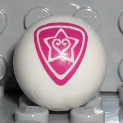 White Ball, Sports Soccer with 2 Magenta Outlined Heart and Star Pattern