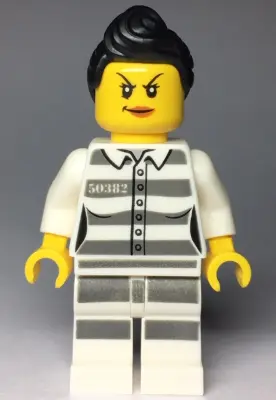 Sky Police - Jail Prisoner 50382 Prison Stripes, Female, Scowl with Peach Lips, Black Ponytail