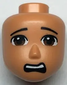 Nougat Mini Doll, Head Friends Male Large with Reddish Brown Eyes, Black Eyebrows and Scared Open Mo