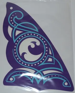 White Cloth Sail Triangular 16 x 23 with 3 Holes with Dark Purple and Medium Azure Ornaments and Wat