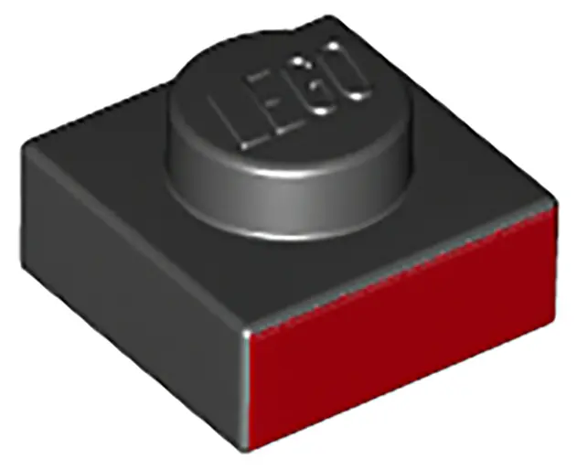 Black Plate 1 x 1 with Red Line on Edge Pattern