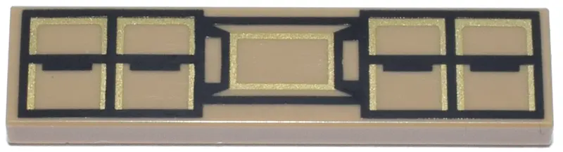 Dark Tan Tile 1 x 4 with Black and Gold Rectangles Pattern (BrickHeadz Batman (Batman v Superman) Ut