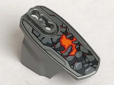 Flat Silver Hero Factory Armor with Ball Joint Socket - Size 5 with Rock Pattern (Bruizer)