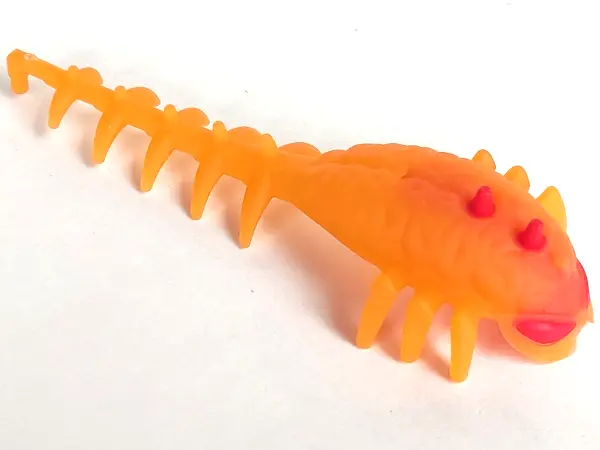 Trans-Orange Hero Factory Brain with Molded Hard Plastic Red Eyes and Spikes Pattern - Flexible Rubb