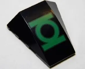 Black Wedge 4 x 4 Triple Curved No Studs with Green Lantern Logo Pattern