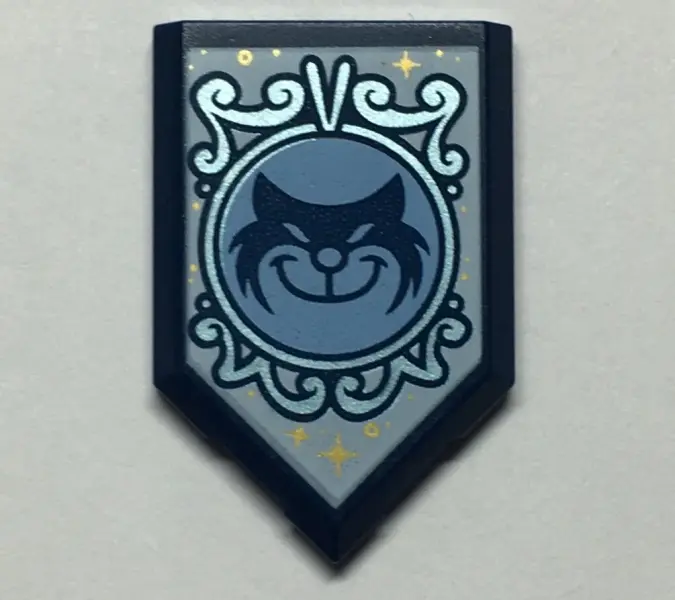 Dark Blue Tile, Modified 2 x 3 Pentagonal with Dark Blue Cat and White Background Pattern