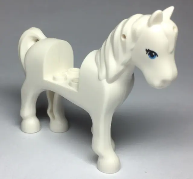 White Horse, Friends Style with 2 x 2 Cutout with Dark Azure Eyes and 2 Black Eyelashes Pattern