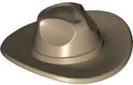 Dark Tan Minifigure, Headgear Hat, Very Wide Brim, Outback Style (Fedora)