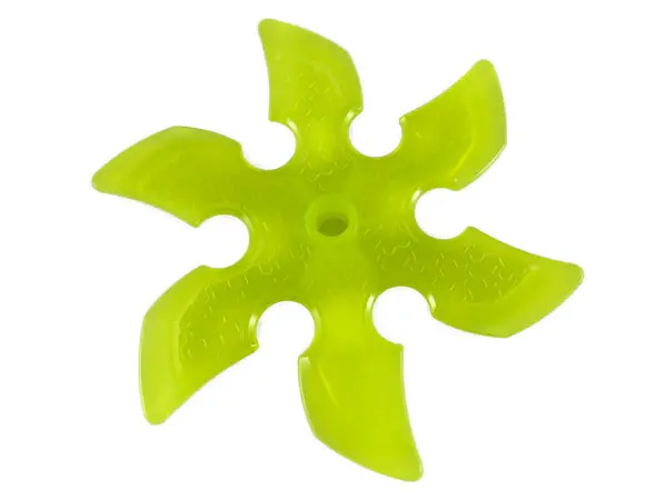 Trans-Neon Green Technic Circular Saw Blade with Pin Hole and Six Teeth (Large Shuriken Throwing Sta