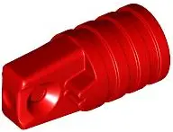 Red Hinge Cylinder 1 x 2 Locking with 1 Finger and Axle Hole on Ends without Slots