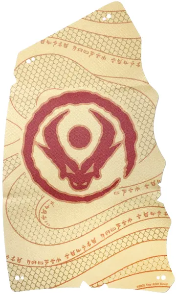 Cloth Sail 16 1/2 x 28 with Dark Red Circle, Dragon Head and Orb, Dark Orange Repeating Ninjago Logo