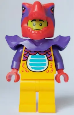 Comic Shop Guy - Male, Bright Light Orange Dragon Suit and Legs, Red Dragon Head, Dark Purple Should