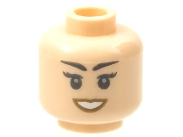 Light Nougat Minifigure, Head Female Black Hazy Eyebrows, Eyelashes, and Eyes, Light Bluish Gray Pup